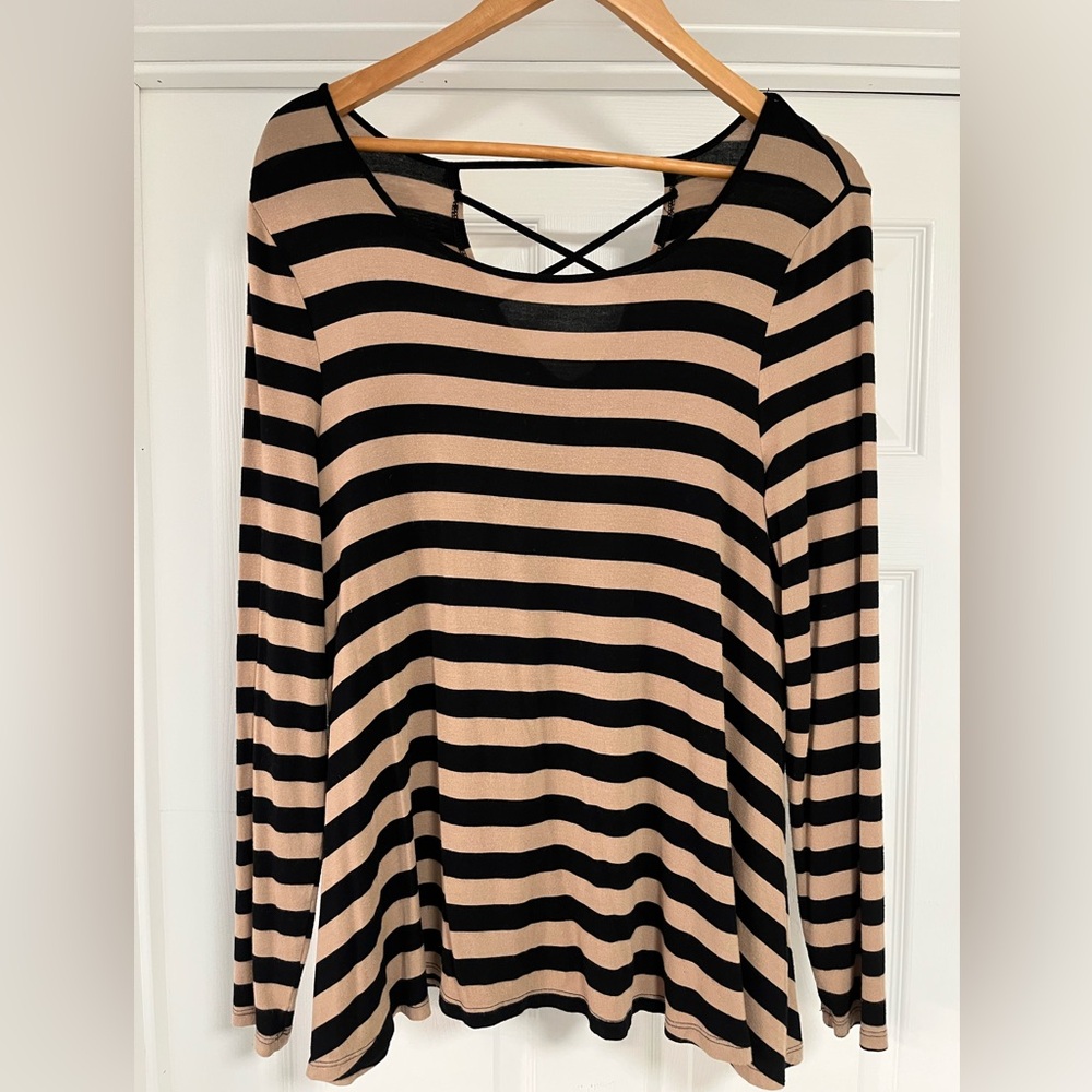 Striped Black and Tan Women's Top